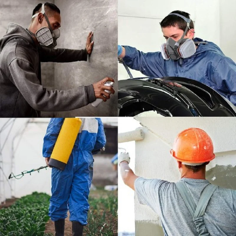 

15 In 1 Gas Mask Paint Spray Set 6200 Respirator Carbon Cartridges 5n11 Dust Filters 10pcs Safety Eye Protection Glasses Repair