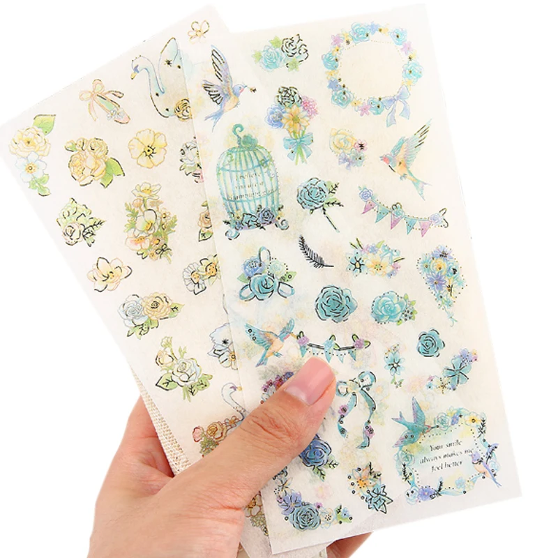 

6 шт./Лот, милые декоративные наклейки из ПВХ в виде кошек и цветов для дневника, планировщика, наклейки «сделай сам» для дневника, скрапбукин...