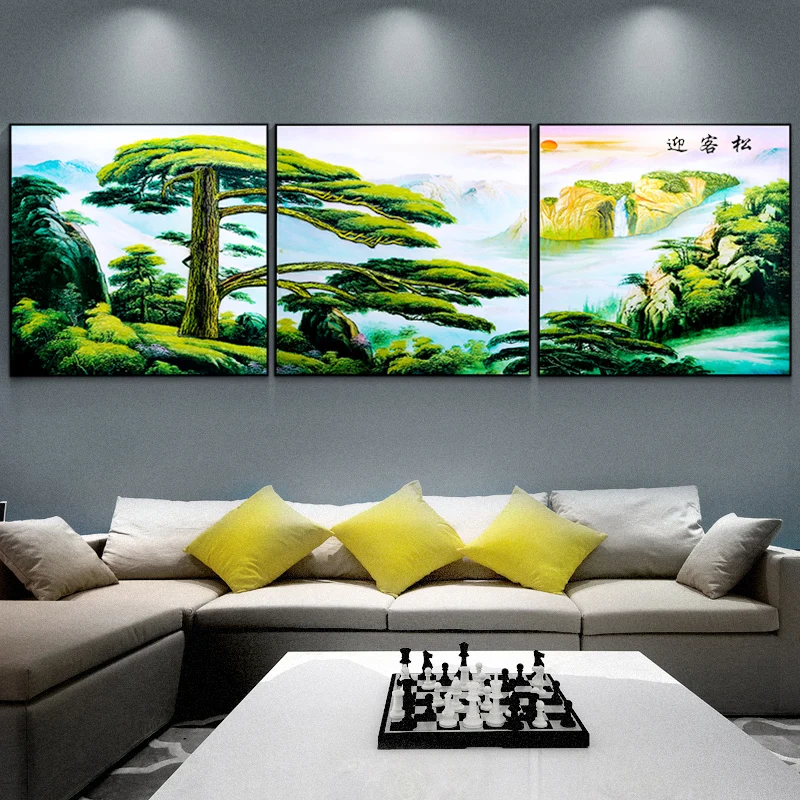 

Living Room Decorative Painting Welcoming Pine Home Indoor Study Office Hanging Painting Three-dimensional Relief Painting