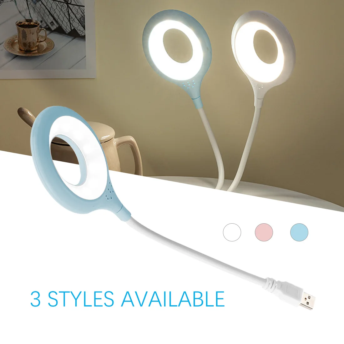 

USB Lamp Super Bright Ring Light LED Table Lamp Portable Night Light Lamp Freely Foldable Desk Lamp 5V Non Strobe Eye Protection