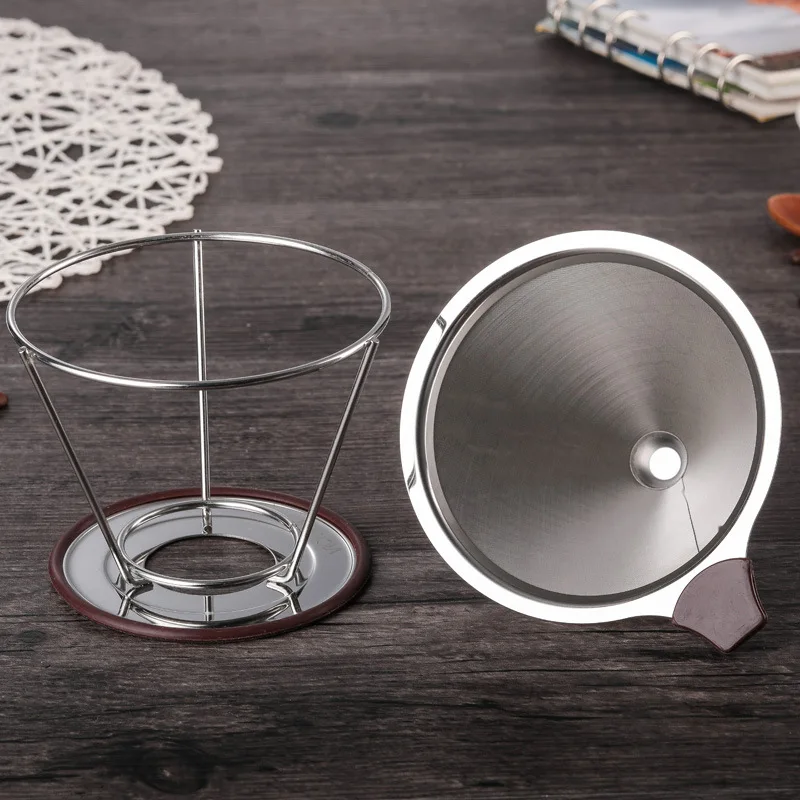 

1Pcs Coffee Filter Stainless Steel Reusable Durable Coffee Pot Filter Funnel Grid Conical No Filter Paper Dripper Coffee Tools
