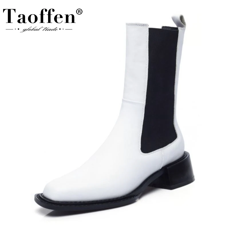 

Женские полусапожки из натуральной кожи Taoffen, зимние Клубные полусапожки разных цветов размеров 33-40