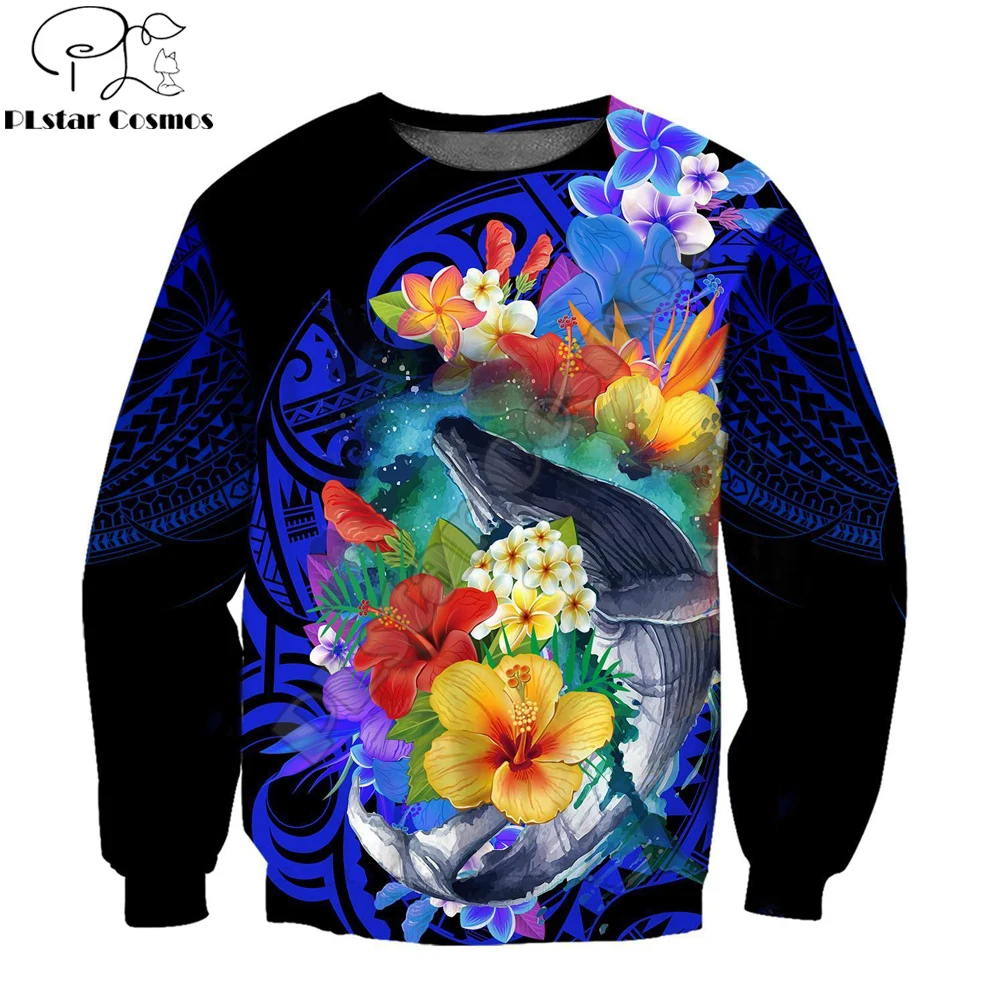 

Amazing Kanaka Maoli Humpback Whale with Tropical Flowers 3D Printed Unisex Zip Pullover Casual Harajuku Streetwear DW0408