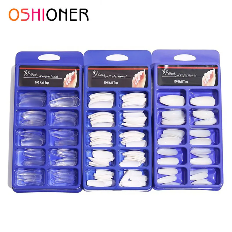 100 шт./кор. профессиональный накладные ногти длинные балерина половина