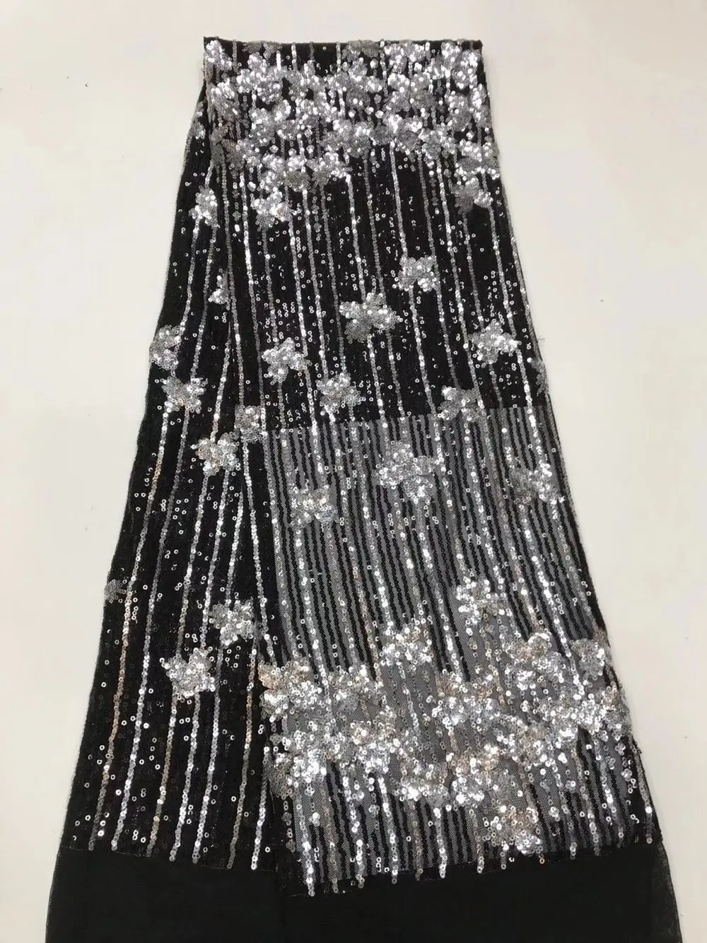 

Latest Evening Party Tulle Mesh Cloth French Net Lace Fabric With Sequins For Dress PAN521 (5Yards/Lot)