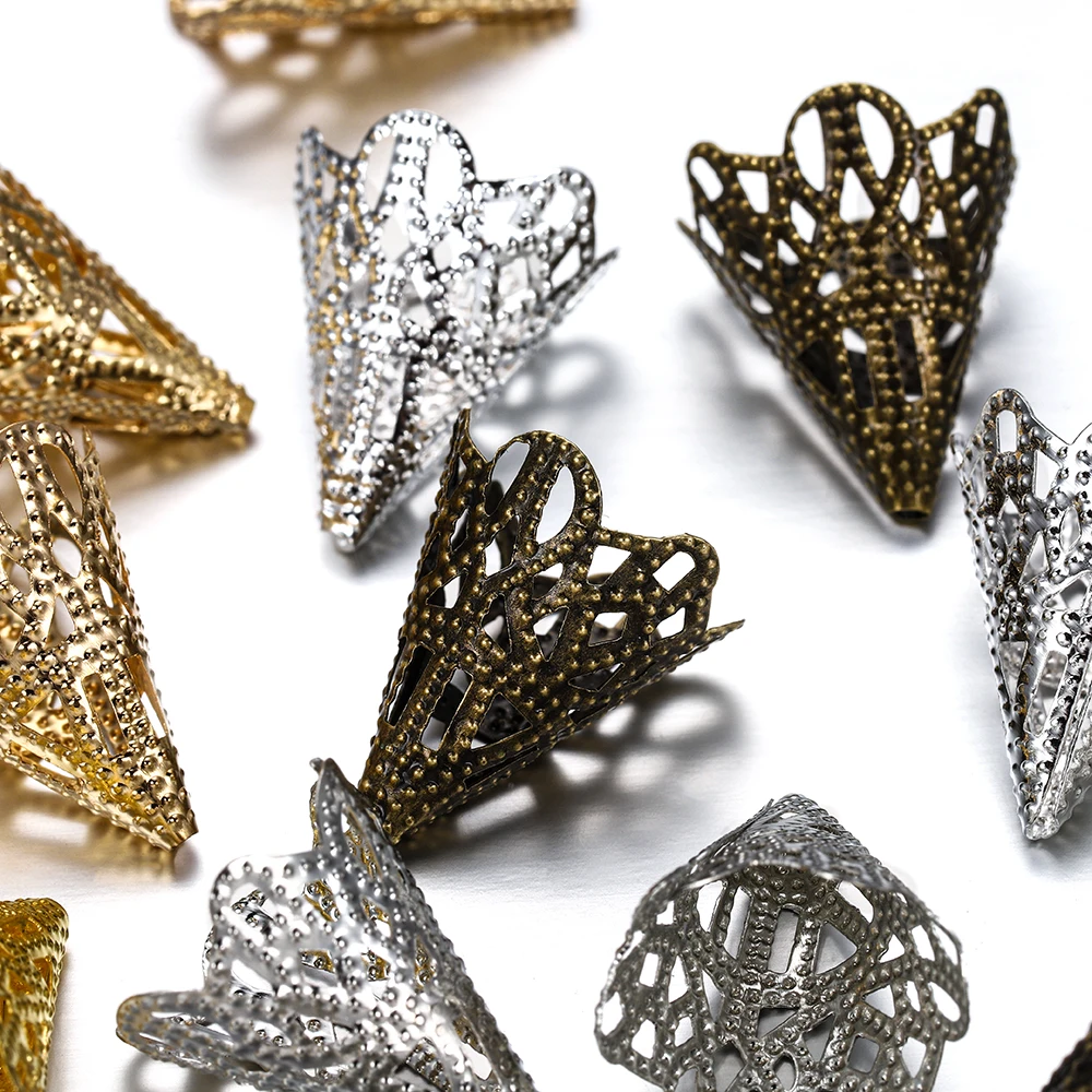 

30pcs 20x17mm Metal Filigree Flower Bead Caps Diy Hand Made Earrings Components For DIY Jewelry Making Accessories