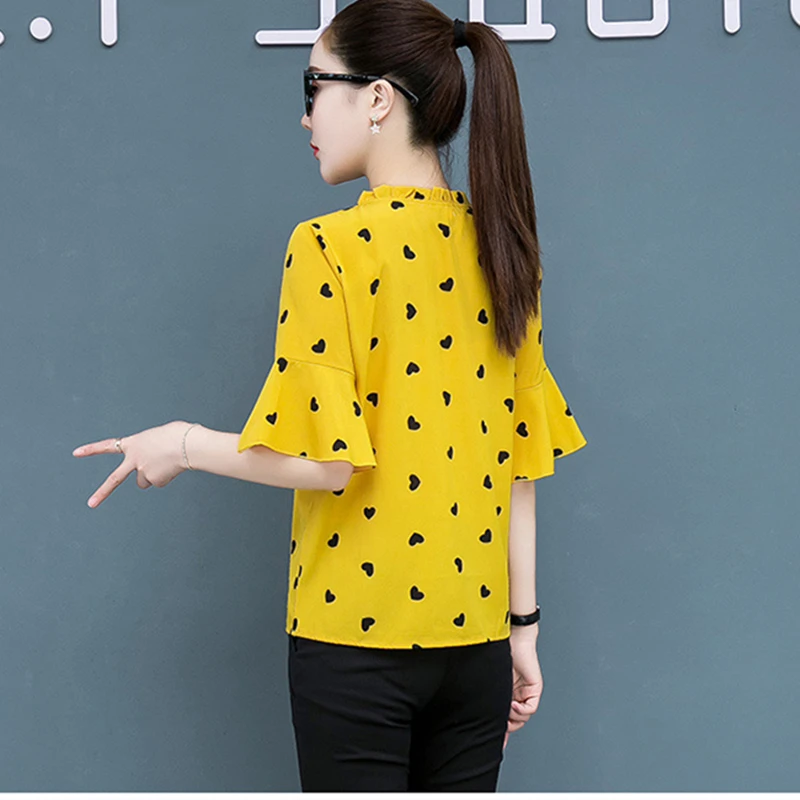 

Korean Fashion Chiffon Women Blouses Summer Office Lady Shirts Short Sleeve Blouse Plus Size XXXL/5XL White Women Tops