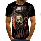 Лидер продаж 2021, футболка с 3D принтом клоуна, Мужская футболка с 3d лицом Джокера, Забавные футболки с коротким рукавом клоуна, Топы И Футболки
