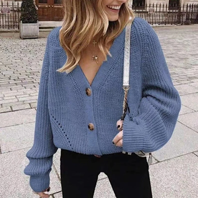 Женский вязаный свитер BEFORW повседневный кардиган на пуговицах с длинным рукавом
