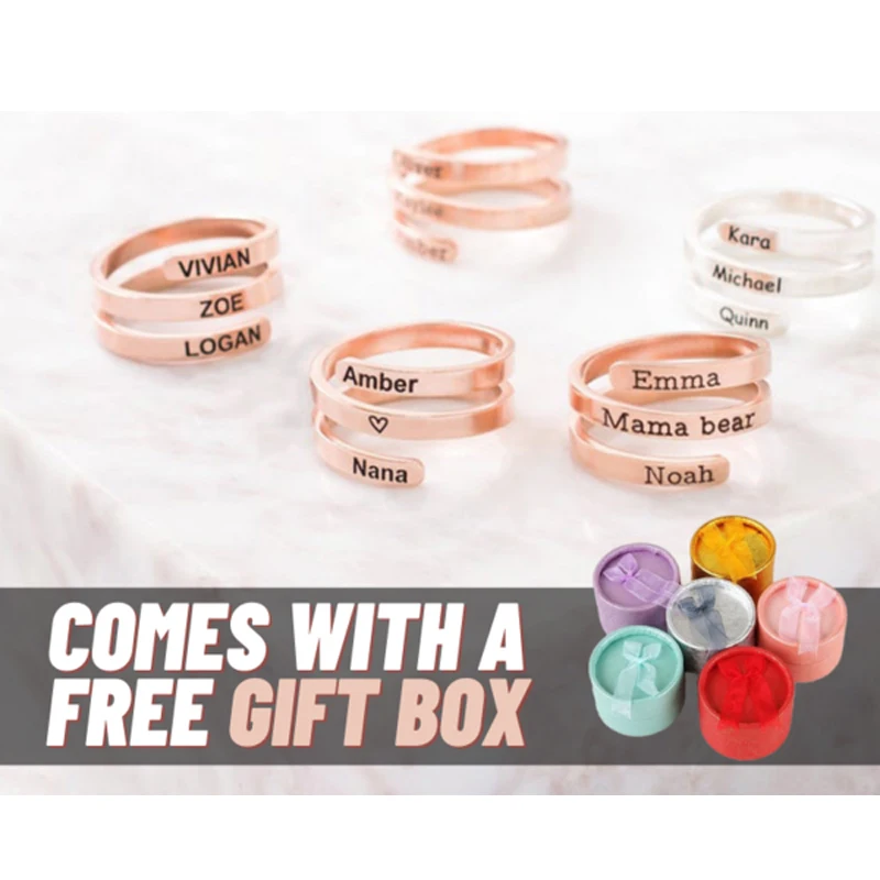 

Custom Personlised Ring Triple Name Men Jewelry Set Fashion Best Friend Graduation Stainless Female Aesthetic Exotic Accessories