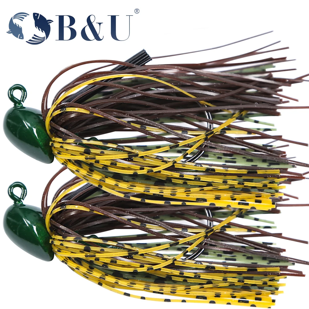 

B&U Rubber Jig Fishing Lures Pesca Artificial Bait Skirt Rubber Fishing Jigs Head Buzz Swim Bass 7g /10g/14g 1/4oz 3/8oz 1/2oz