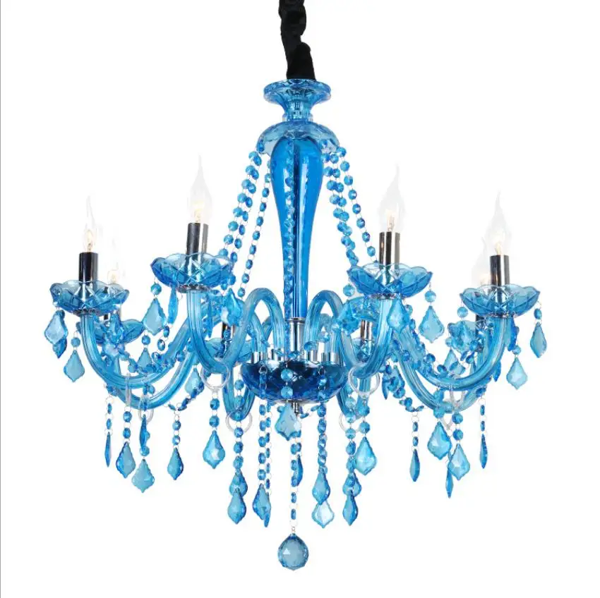 Европейская средиземноморская синяя хрустальная люстра для кафе KTV Cafe Club цветной