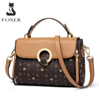 foxer womens bag pvc leather vintage signature totes retro fashion female handbag casual ladies travel shoulder cross body bag