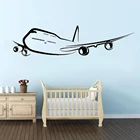Jaycee Боинг 747 силуэт самолета Наклейка на стену искусство наклейки на стену виниловые Съемные Фрески DK-112