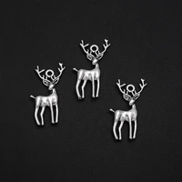 15pcslots 20x30mm antique silver plated deer christmas charm vintage metal zinc alloy winter pendants for diy jewelry making