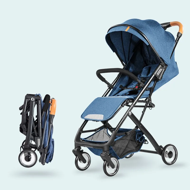 Navy blue 7 кг легкая детская коляска Роскошная Горячая мама розовая коляска Складная портативная на самолете детская коляска - Цвет: Navy blue