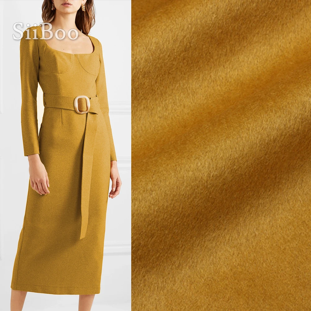 Luxurious gold color skin-friendly cashmere wool blend fabric for women winter dress trench coat tissu en cachemire tissu SP6014