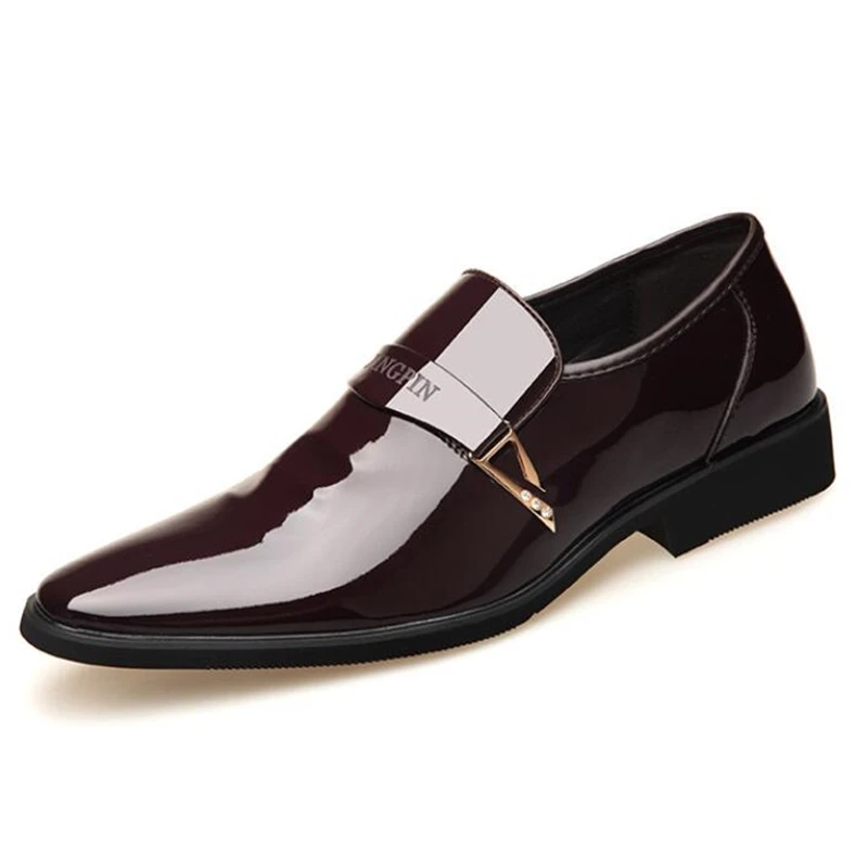 

New Men Dress Italian PU Leather Shoes Slip on Fashion Men Leather Moccasin Glitter Formal Male Shoes Pointed Toe Shoes for Men