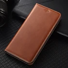 Чехол-бумажник из натуральной кожи с откидной крышкой и магнитной застежкой для XiaoMi Redmi Note 10 10S Pro Max