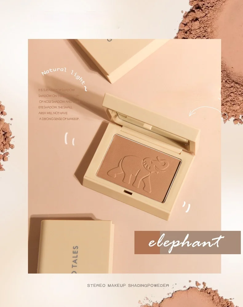 

Красивый милый слон стерео макияж затенение пудра Контур 3D лицо 2 цвета водостойкий стойкий бронзер для лица и шеи косметика