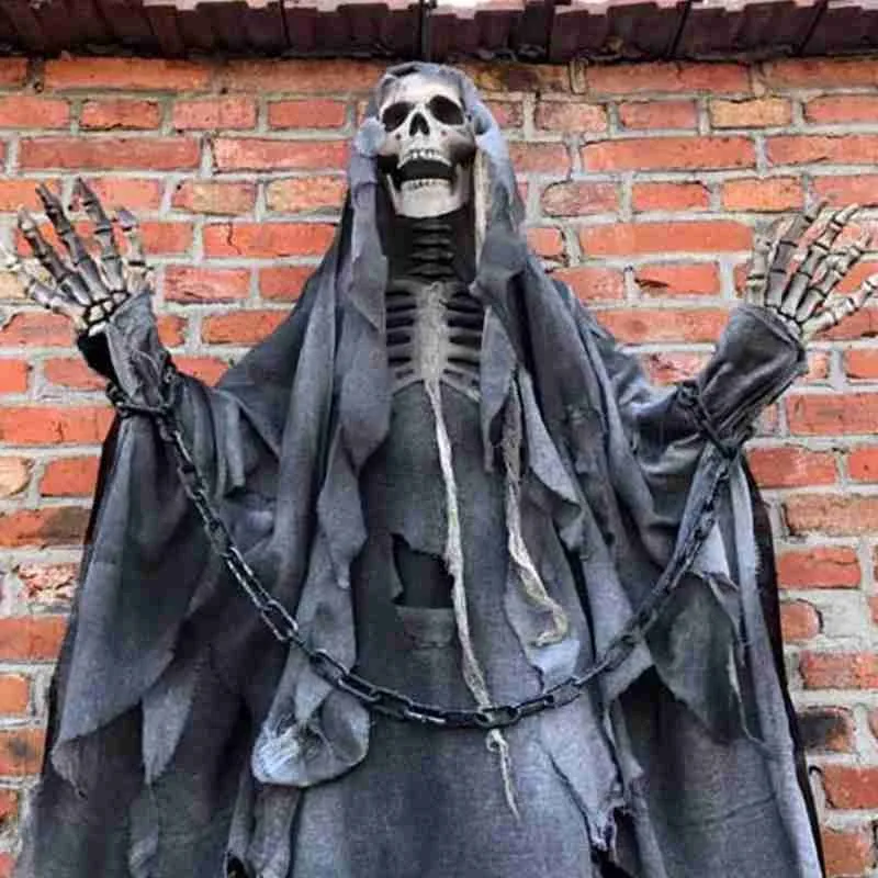 

1.8M Skull Skeleton Hanging Ghost Ornament DIY Haunted House Props Halloween Decorations Horror Skull Big Skull Hanging Ghost