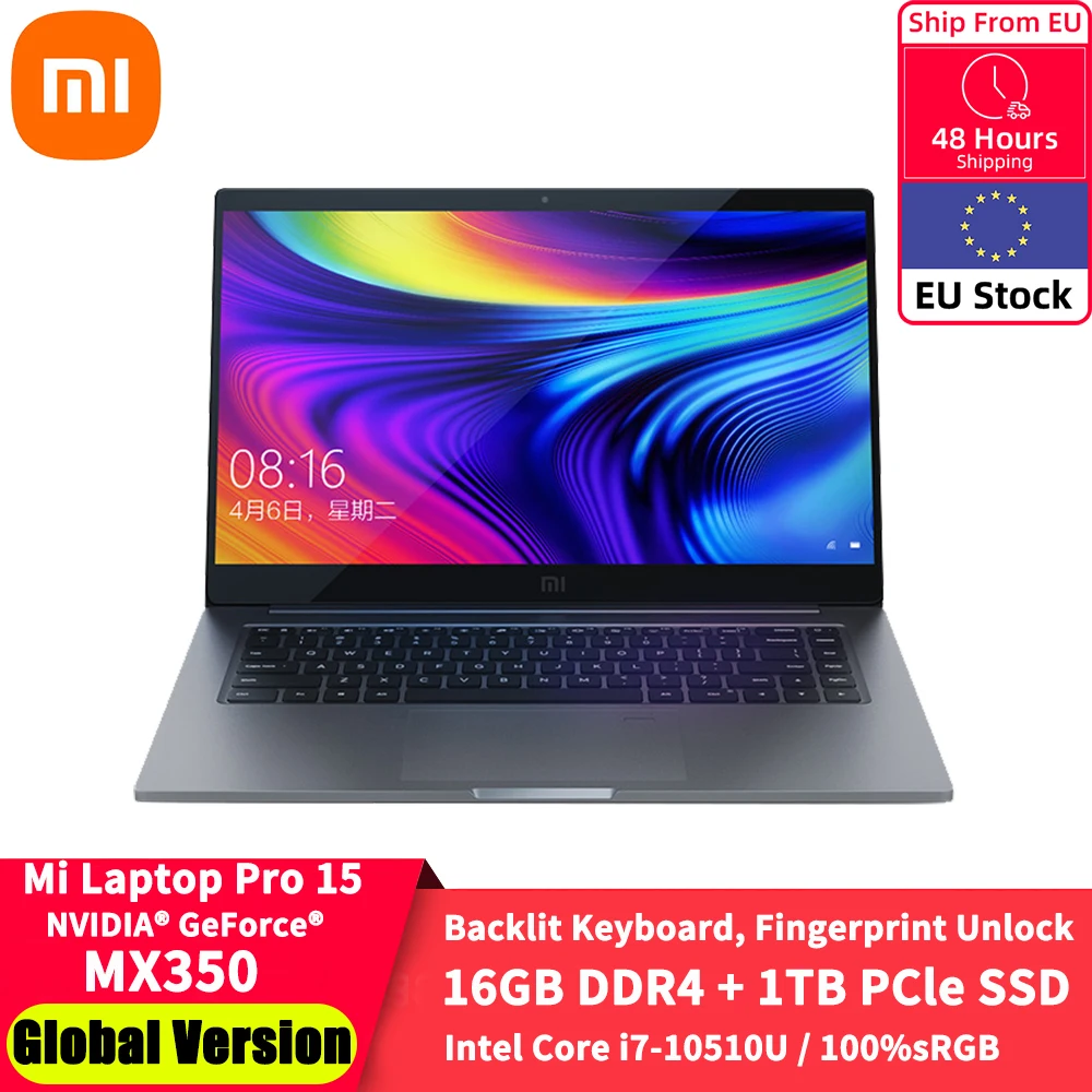 Глобальная версия Xiaomi ноутбук 15 6 &quotPro Расширенная i7 10510U 16 ГБ 1 шт. ТБ SSD 100% sRGB