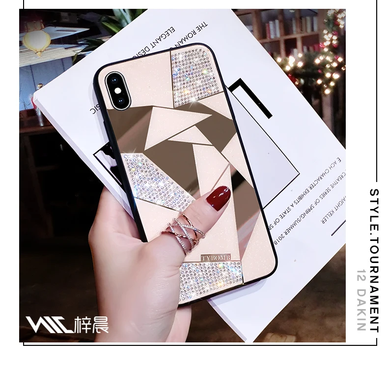 ONEPLANT роскошное творческое зеркало ромб чехол для iPhone X XR XS MAX 6 S Чехол для iPhone 7 8 Plus Модный чехол для бурения воды