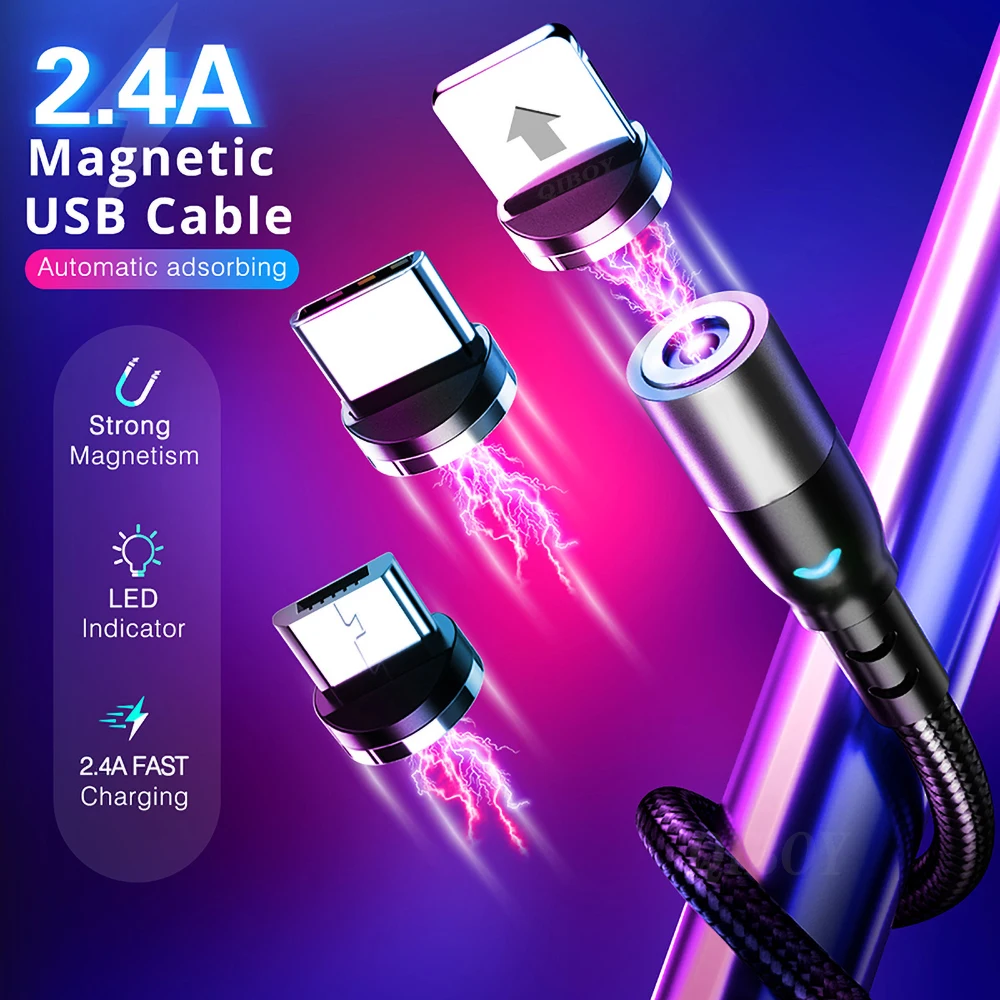 Магнитный зарядный кабель USB Type-C Micro провод для быстрой зарядки iPhone Samsung Huawei xiaomi