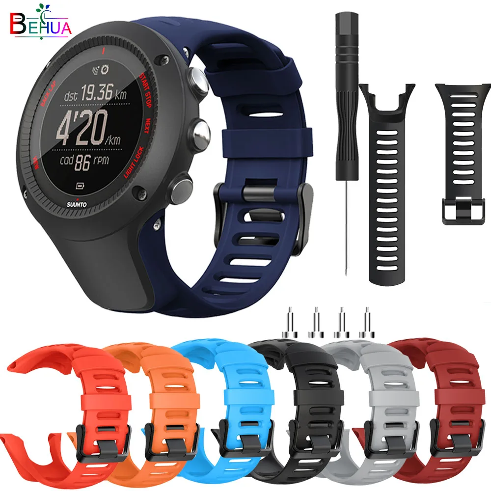 Ремешок BEHUA силиконовый для SUUNTO Ambit1 Ambit 2 2R 2S Ambit3 3p/3s/3R сменный Браслет часов