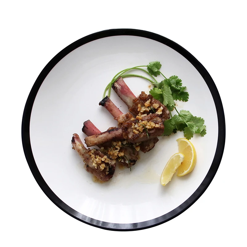 Простая керамическая миска в европейском стиле Толстая черная полоса фарфоровая