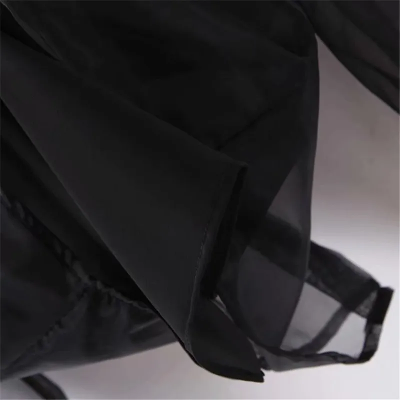 

2020 Women elegant black Organza blouse puff sleeve peter pan collar blouse female office wear solid chic tops blusas