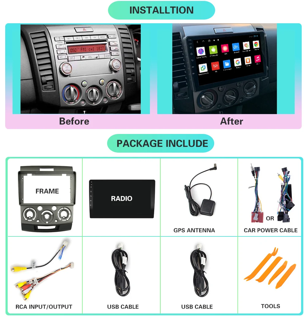 4G LTE 64 Rom Android 10 для Ford Everest/Ranger mazda bt 50 2006-2010 мультимедийный автомобильный DVD-плеер