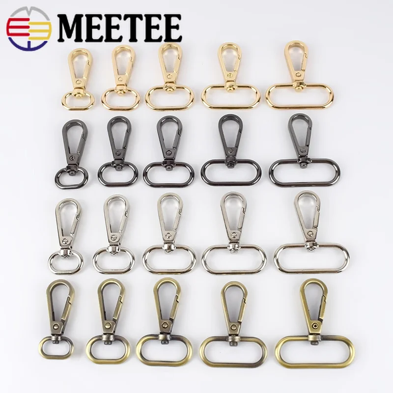 

Meetee 5pcs 16-50mm Metal Buckles Swivel Lobster Carbiner Bag Handbag Strap Clip Hook Dog Collar KeyChain Clasp DIY Accessories