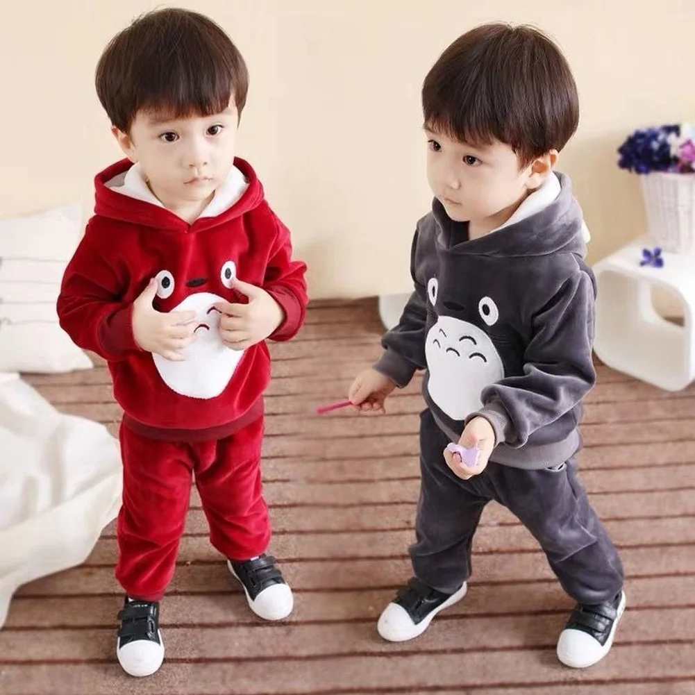 

Children's Sports Suit Leisure velvet Girls Hooded Sweater Pants Suit Two-Piece 2021Fashion New Spring Autumn Baby Boys Clothes