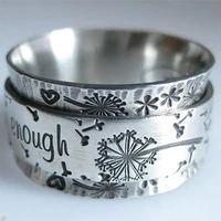 vintage ladies ring fashion dandelion double layer ring lettering popular all match jewelry accessories