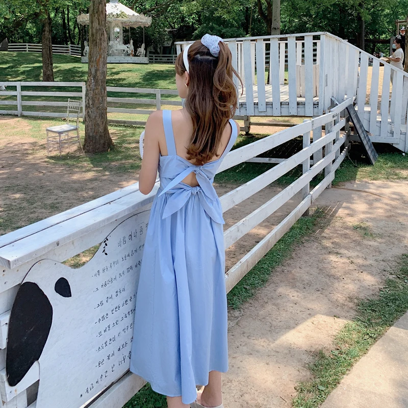 Женское летнее платье на бретельках с открытой спиной | Женская одежда