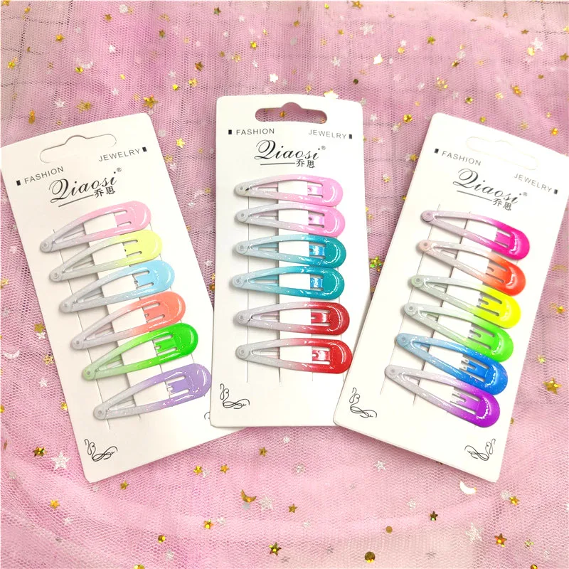 6 шт. милые девушки элегантный градиент ребенок скраб заколки для волос Сладкие