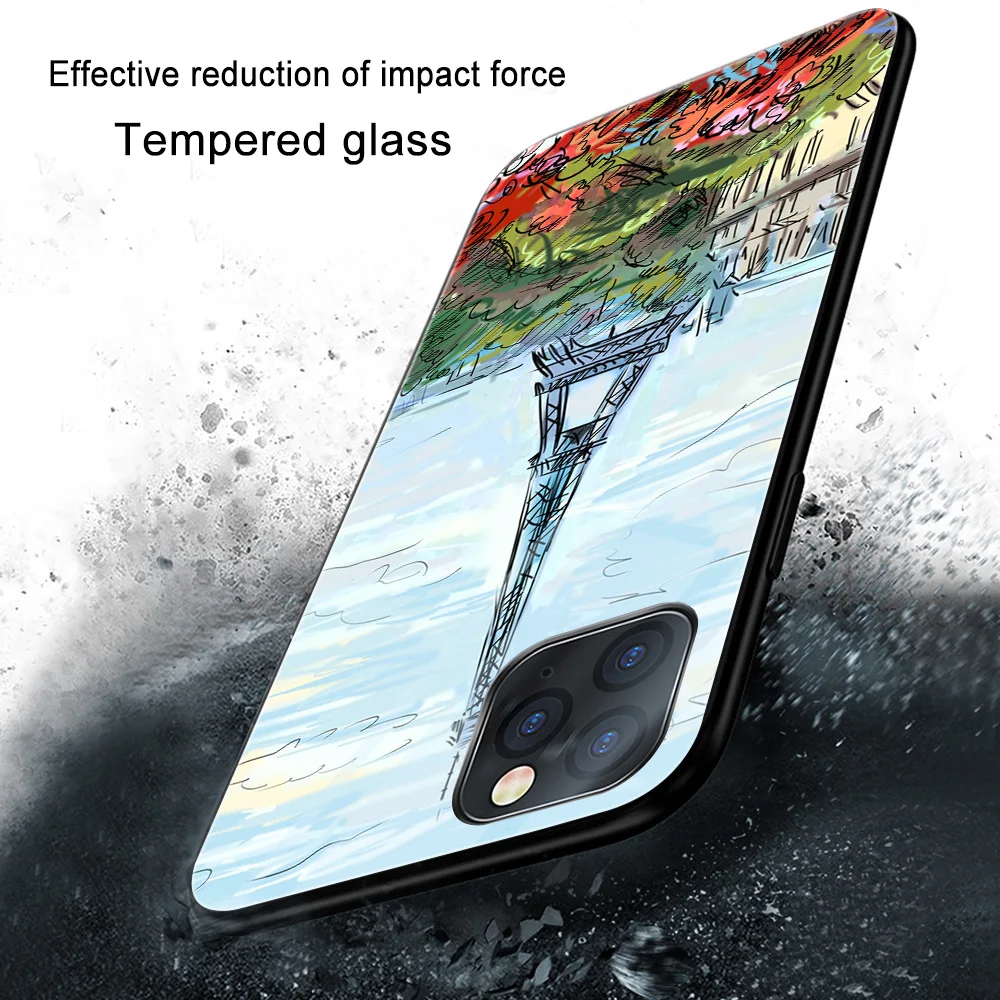 

Case For iPhone 12 Pro Cover For iPhone 11 12 Pro Max mini XS Max X 8 7 SE 2020 6s Plus XR Glass Phone Cases Capa Eiffel Tower