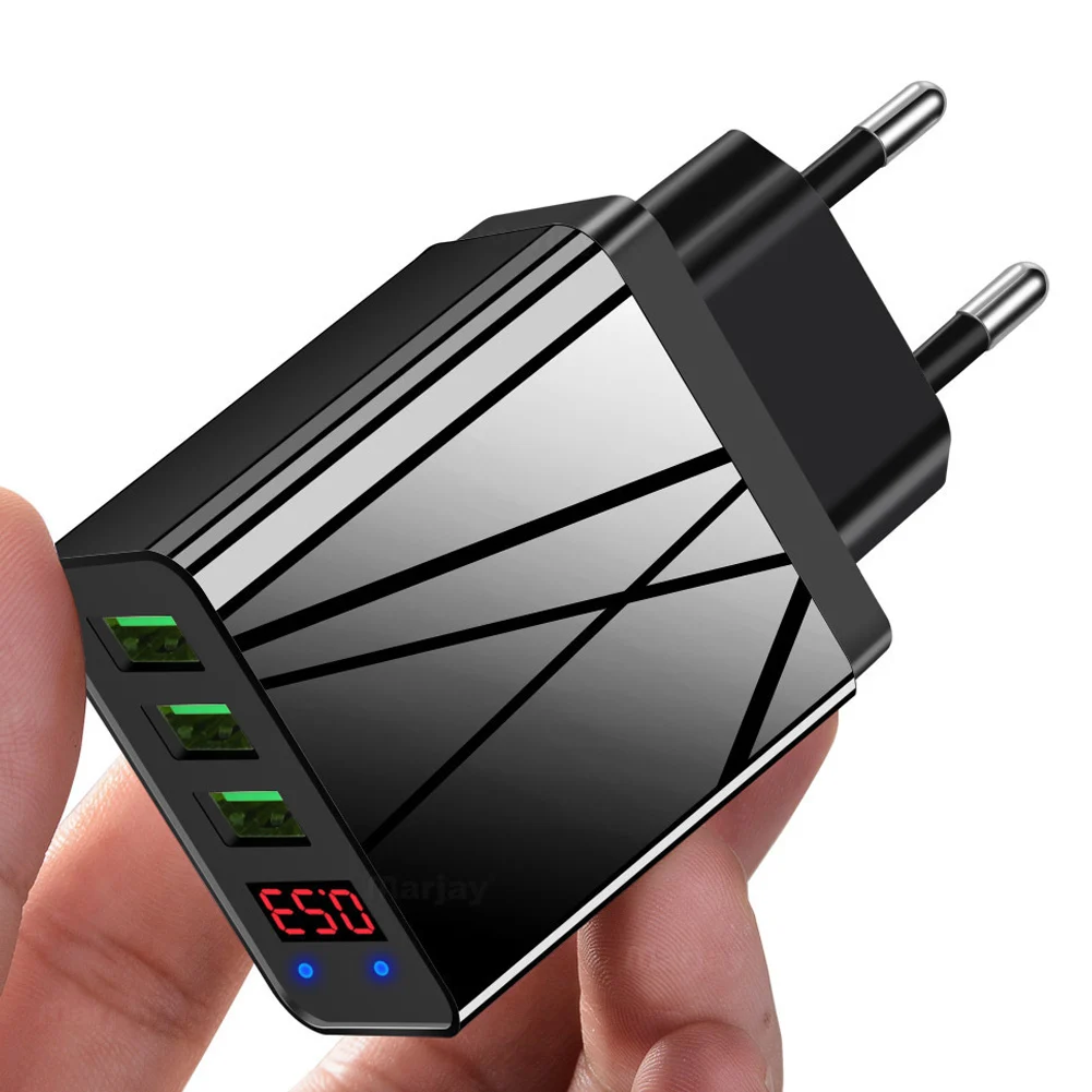 3 Port USB Phone Wall Charger LED Display 3A Fast Charging For iPhone Android WIF66 | Электроника