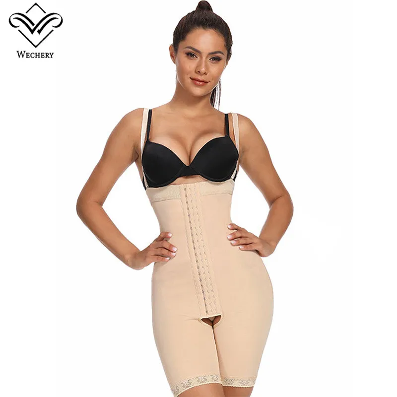 

Plus Size S-6XL Body Shapers Underbust Bodysuit Strap Control Panties Postpartum Women Slimming Shapewear Underwear Black Nude