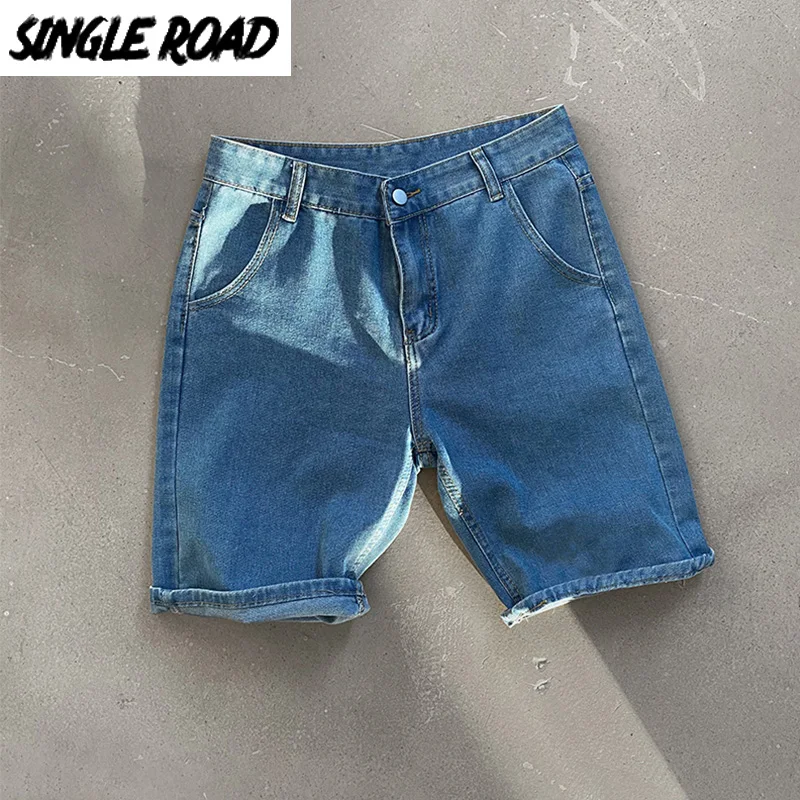 Мужские джинсовые шорты SingleRoad темно синяя Повседневная Японская уличная одежда
