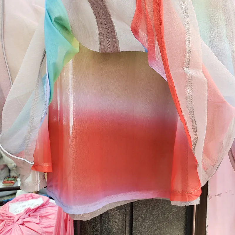 

2021 Summer New Loose Long Sleeve Hooded Sun-Proof Zipper Large Jacket Tops Thin Rendering Women Elastic Waist Short Pant Suits