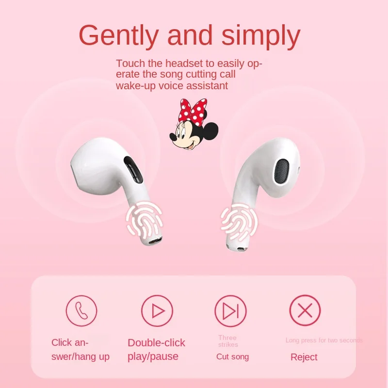 Оригинальная Беспроводная Bluetooth-гарнитура Disney TWS наушники-вкладыши с Микки