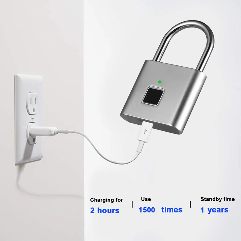 ZWN H1 БЕСКЛЮЧЕВОЙ USB Перезаряжаемый отпечаток пальца умный замок Быстрый разблокировка дверной замок металлический саморазвивающийся чип из цинкового сплава