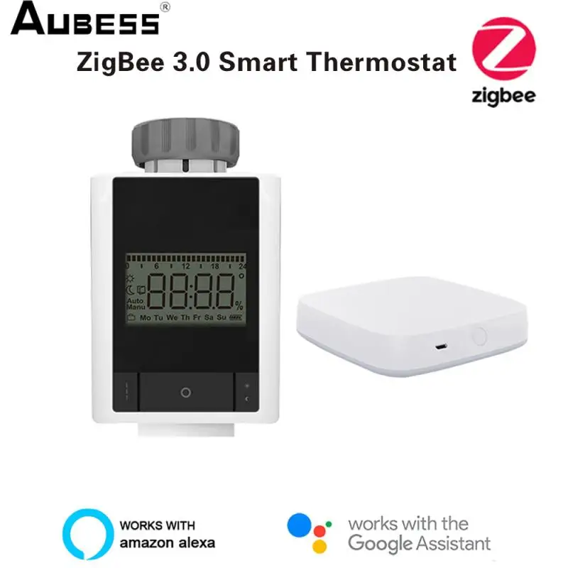 

Aubess Tuya ZigBee3.0 новый привод радиатора клапан умный Программируемый Термостат Температурный нагреватель TRV Alexa Голосовое управление