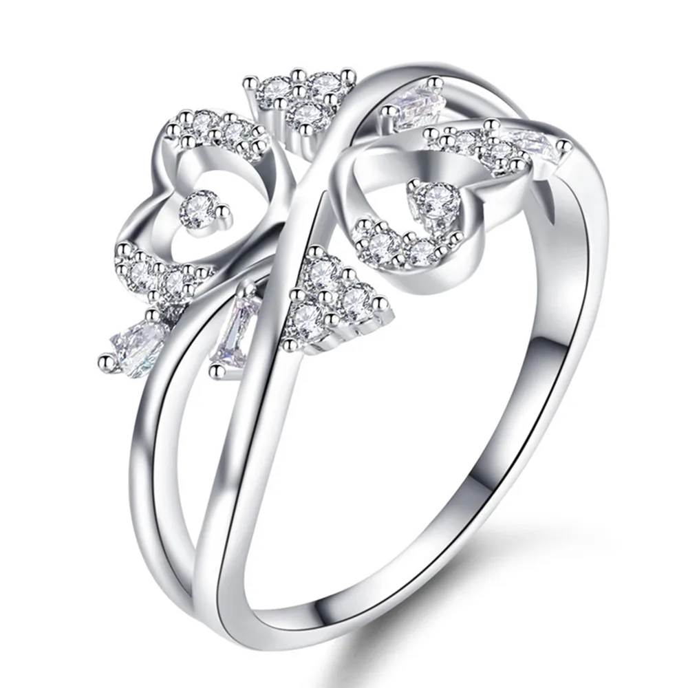 Любящее сердце из циркона кольца с бриллиантами для женщин femme покрытием 18 ти