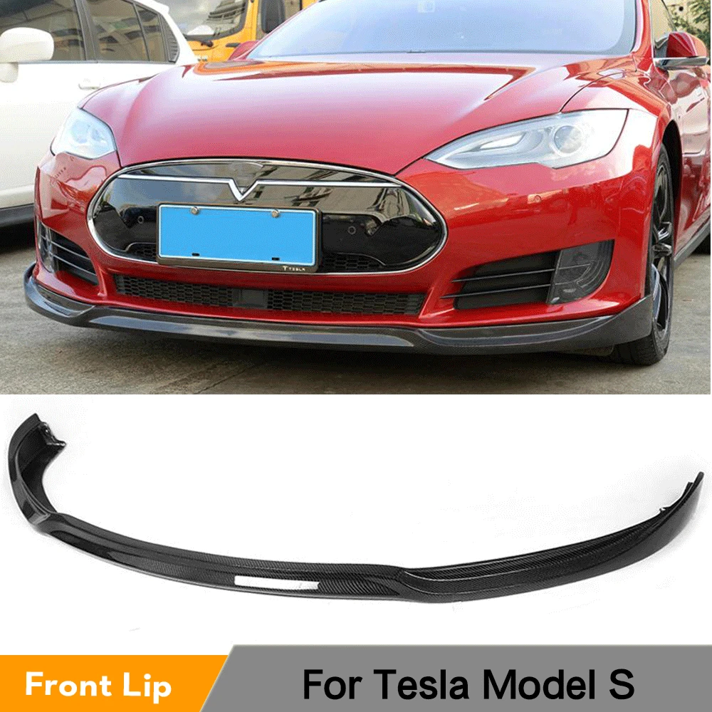 Front Bumper Lip Spoiler Splitters for Tesla Model S Sedan 4 Door 2012 - 2016 Bumper Guard Carbon Fiber / FRP