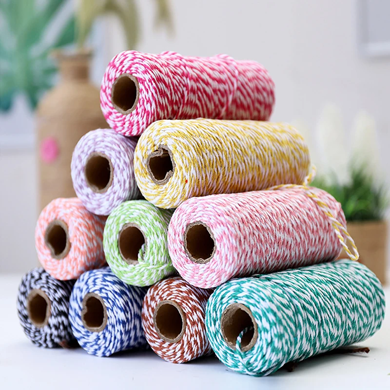 Diy декоративная подарочная упаковка веревка рулон хлопковые шнуры двухцветные