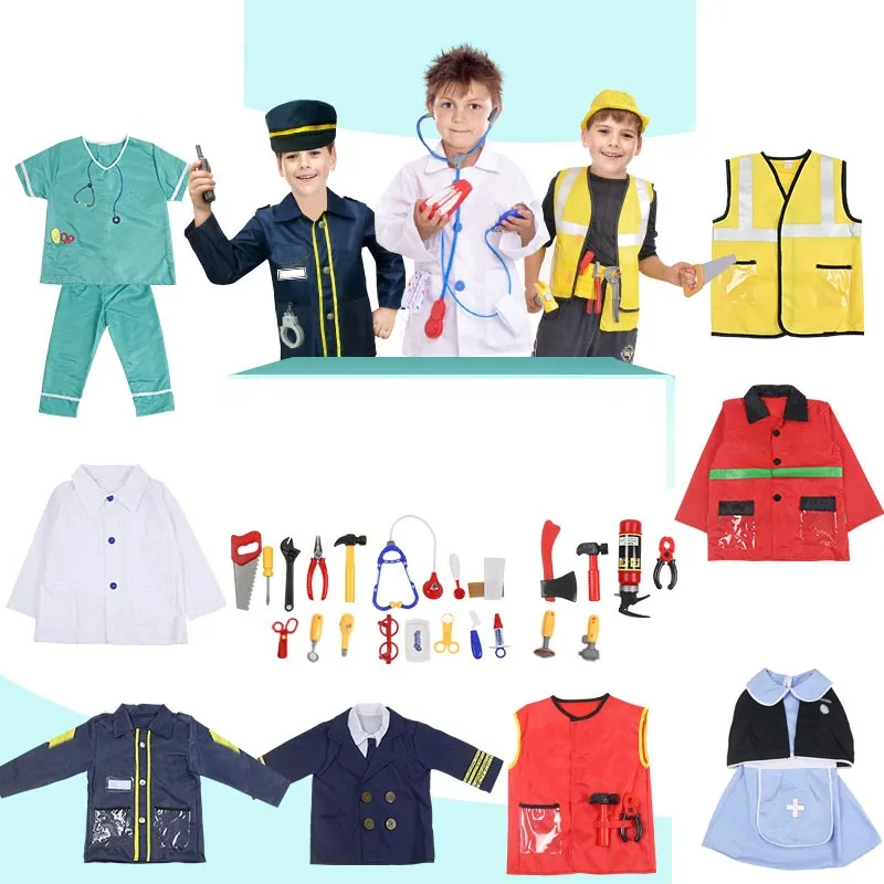Унисекс для Хэллоуина детей девочек доктора пожарного полиции униформа
