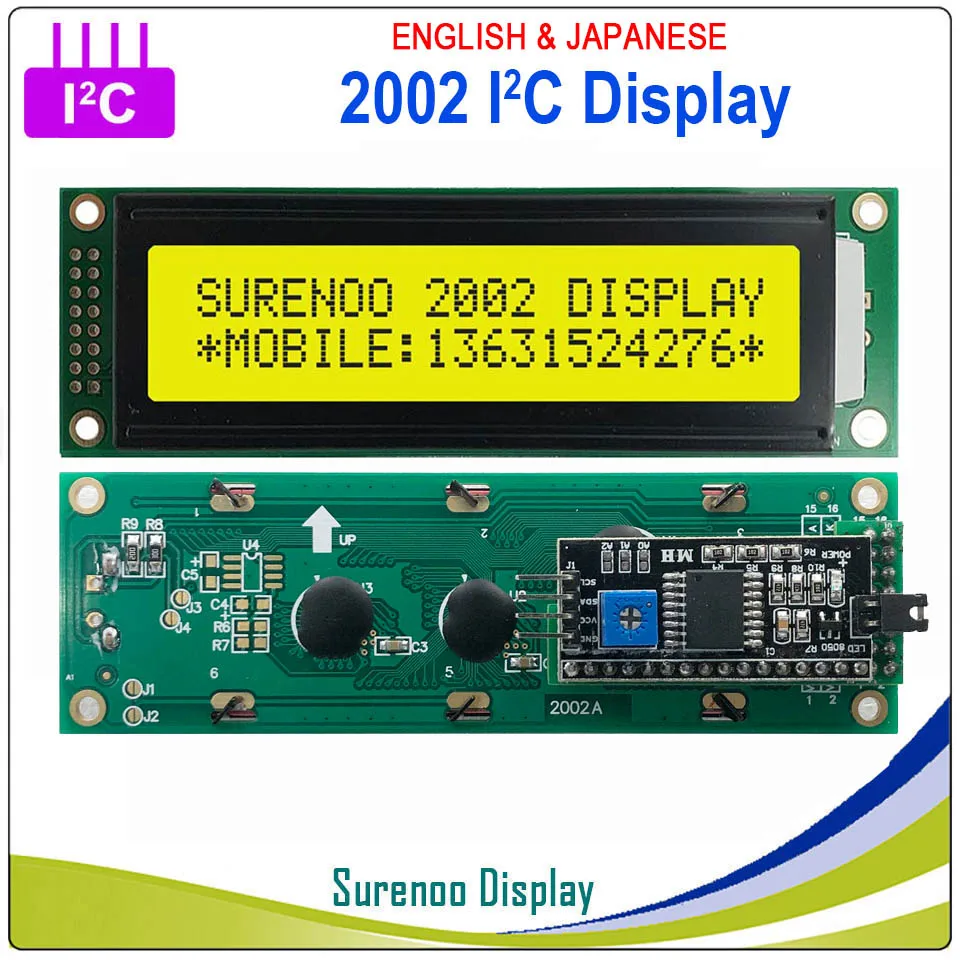 I2C Solder on Board 2002 202 20*2 английский и японский серийный IIC igc TWI персонаж ЖК-модуль дисплей желтый зеленый синий с подсветкой для Arduino - Цвет: I2C Solder on Board